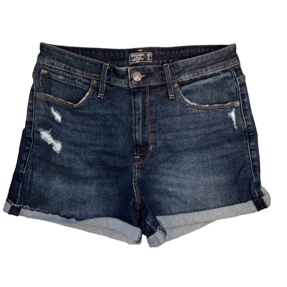 Abercrombie & Fitch Simone High Rise Short Size 29 / 8 Distressed Denim Jean EUC